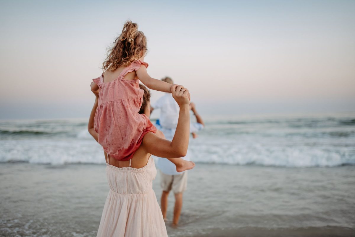 mom and daughter on New Smyrna Beach 