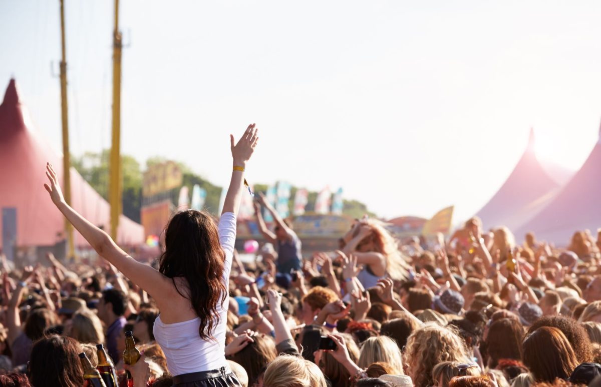 a crowd of people at a music festival